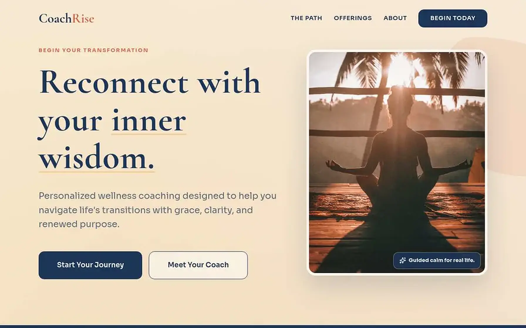 Coachrise Wellness website homepage preview shown on a desktop screen
