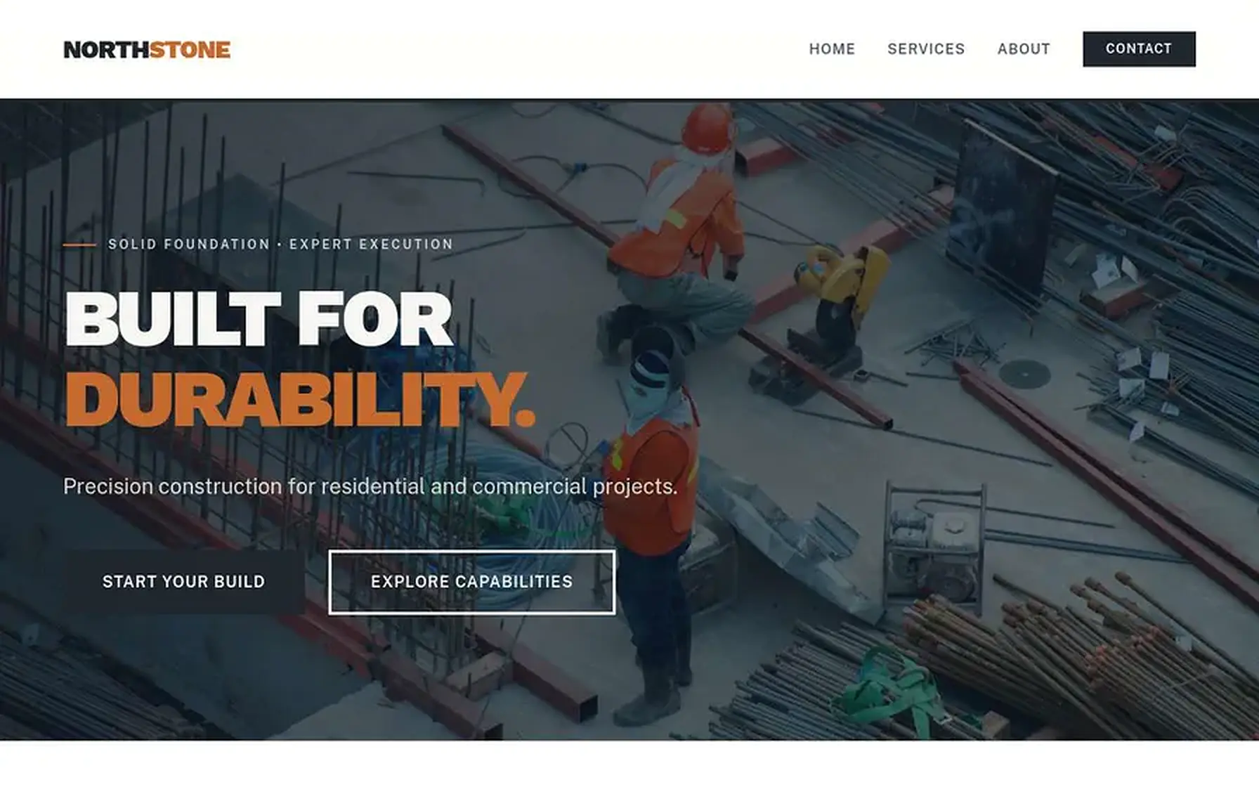 Northstone Builders website homepage preview shown on a desktop screen